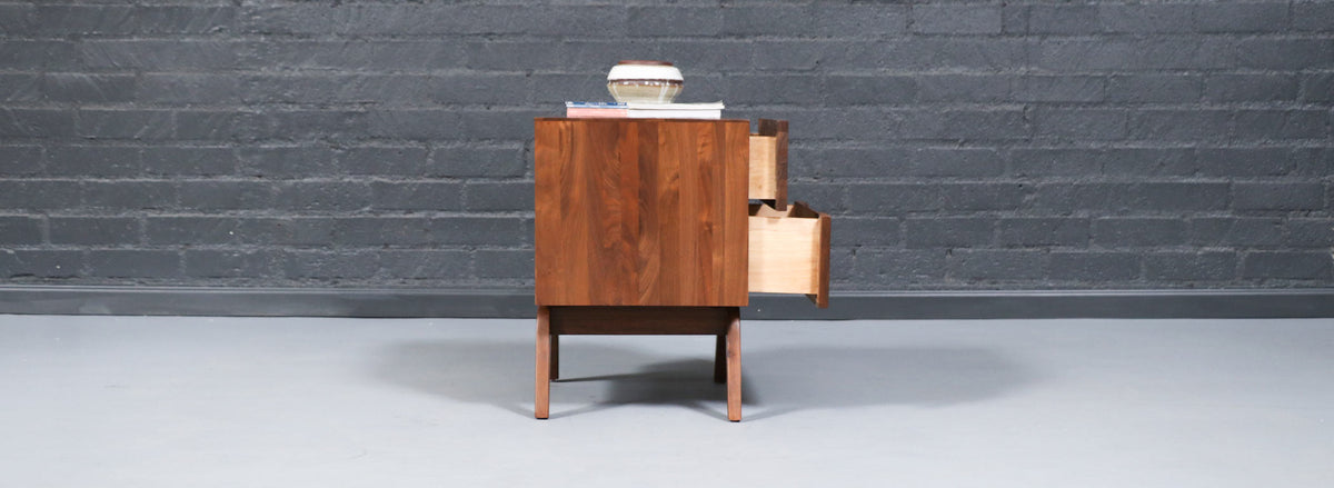 Californian Modern Sculpted Walnut Night Stand