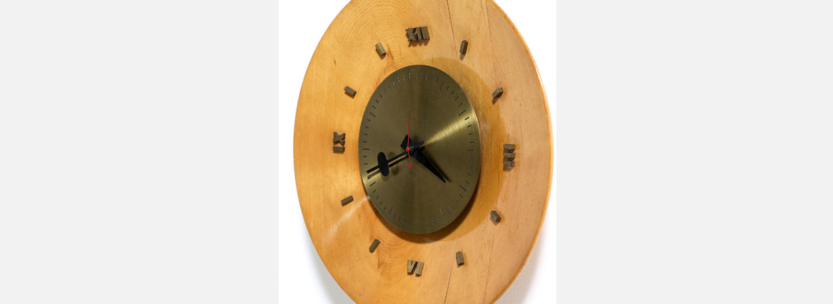 George Nelson Birch & Brass Wall Clock for Howard Miller