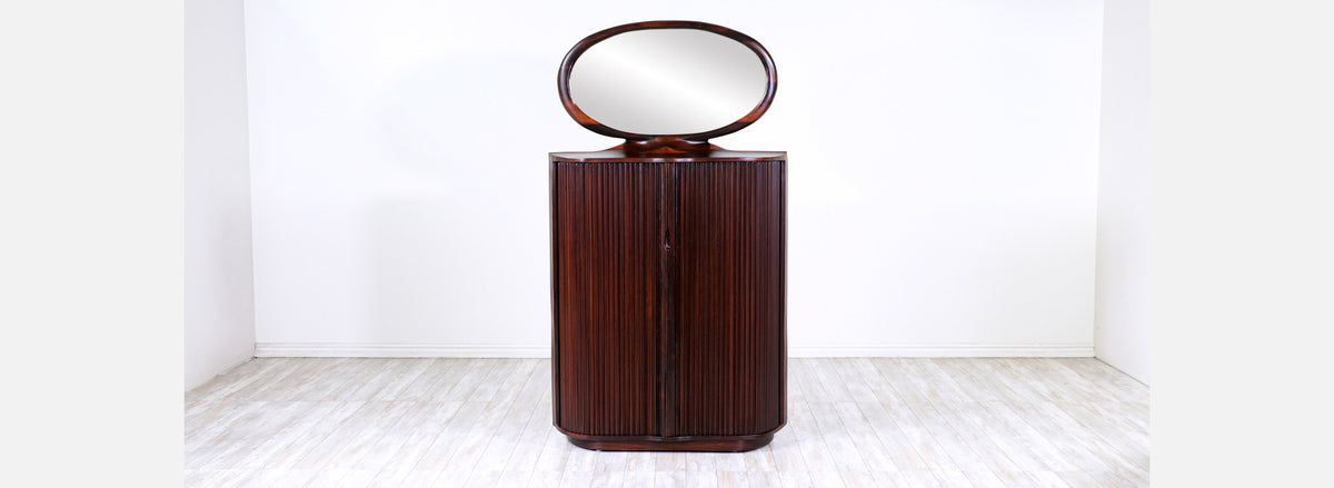 Studio Craft Solid Rosewood Tambour-Door Bachelor's Chest of Drawers