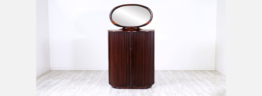 Studio Craft Solid Rosewood Tambour-Door Bachelor's Chest of Drawers