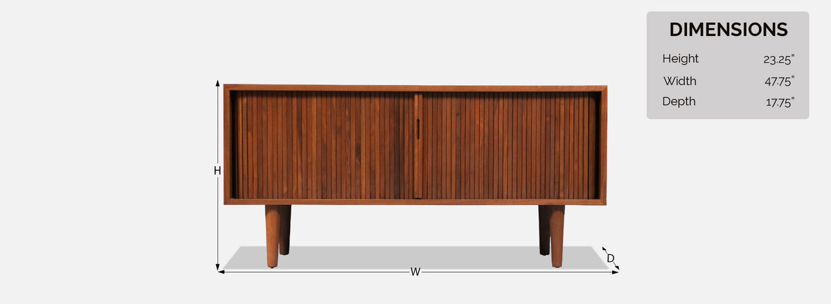 Californian Modern Low Profile Tambour-Door Credenza by Milo Baughman