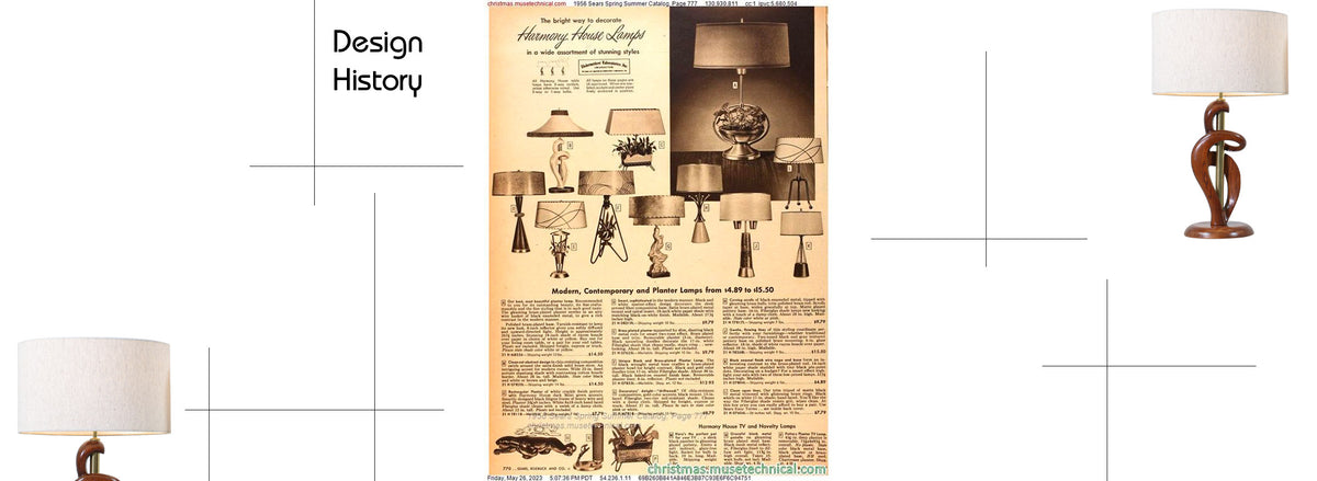 Mid-Century Modern Sculpted Wood & Brass Table Lamps by Light House Co.
