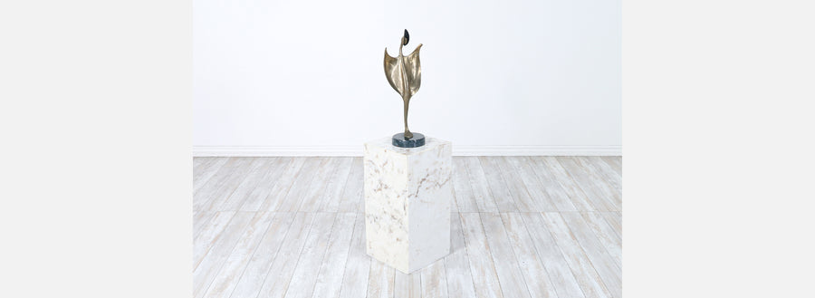 Mid-Century Modern Italian Marble Stone Pedestal Side Table