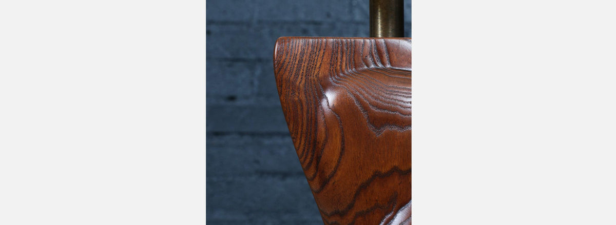 Lynn Lawrence Carved Biomorphic Oak Table Lamp for Modeline of CA