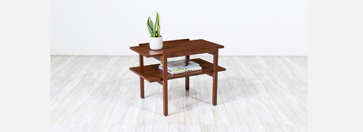 Greta M. Grossman Walnut Tier Side Table for Glenn of California