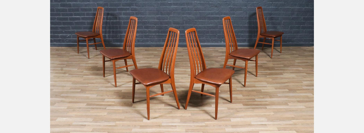 Niels Koefoed "Eva" Teak & Leather Dining Chairs for Koefoeds Hornslet