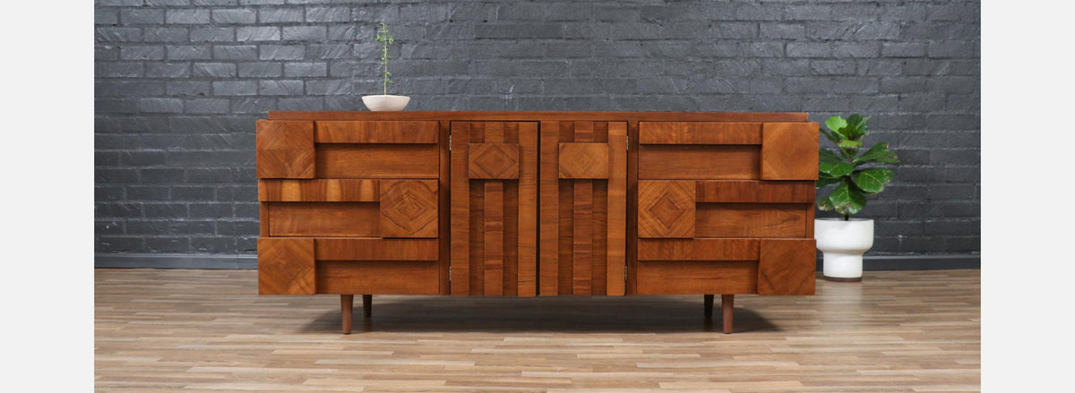 Mid-Century "Staccato" Brutalist Dresser by Lane
