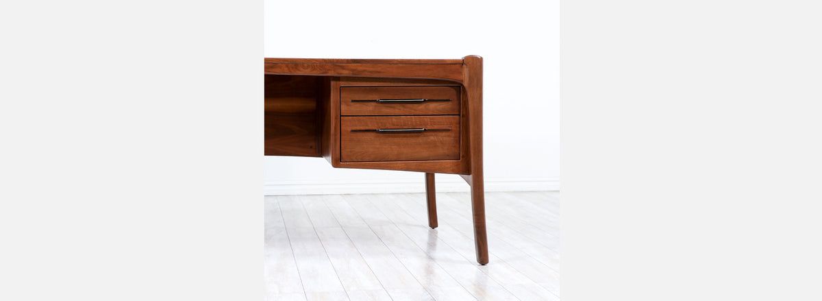 California Studio Sculpted Walnut Executive Desk by Anthony Khan