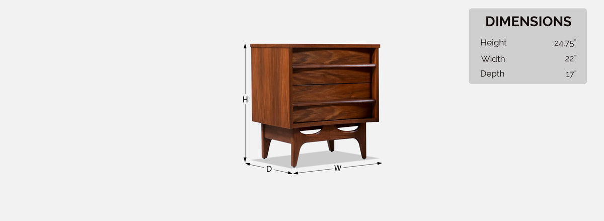 Mid-Century Modern Curved-Front Night Stands by Young Furniture