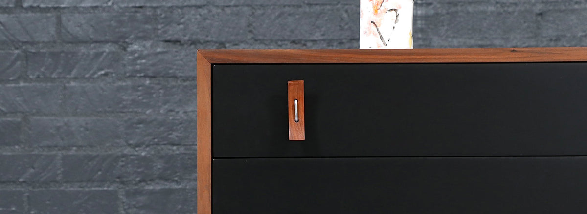 California Modern Two-Tone Black Lacquered Dresser by Stanley Young
