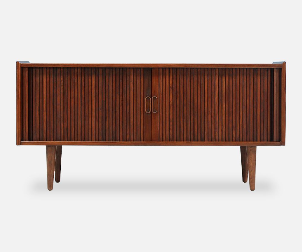Merton L. Gershun Walnut Tambour-Door Credenza for Dillingham