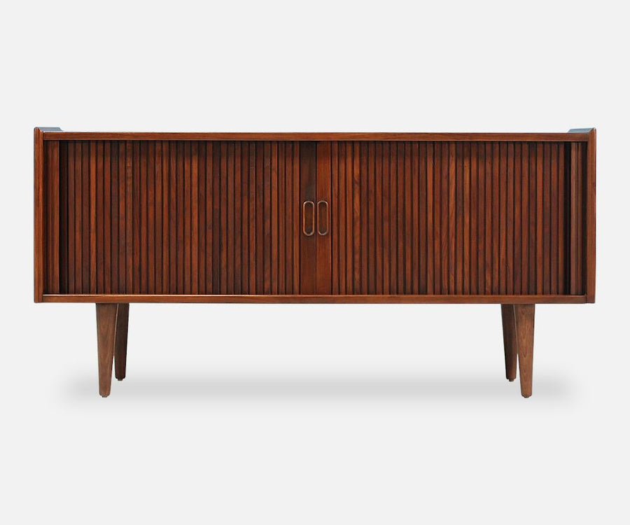 Merton L. Gershun Walnut Tambour-Door Credenza for Dillingham