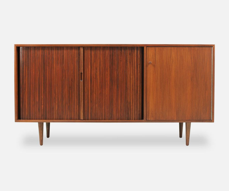 Milo Baughman Tambour-Door Credenza Walnut for Glenn of California 