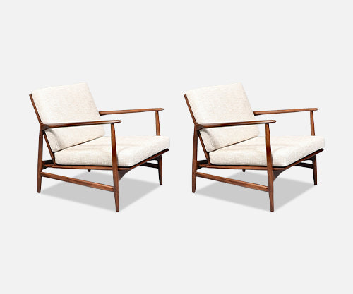 Pair of Ib Kofod Larsen “Spear” Lounge Chairs for Selig