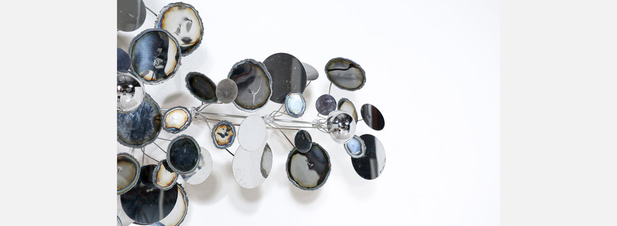 Large Vintage Curtis Jere "Raindrop" Chrome Wall Sculpture for Artisan House