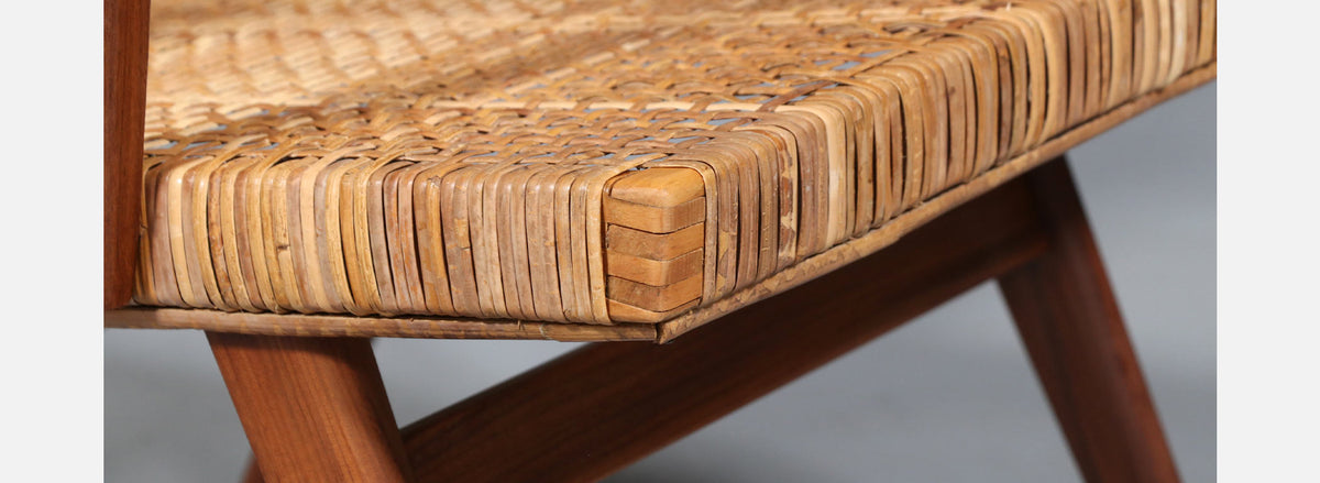 Mid-Century Dutch Modern Cane & Teak Lounge Chair