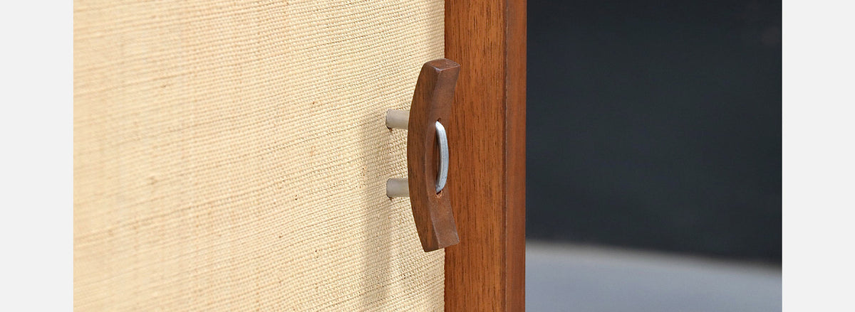 Stanley Young Walnut & Grasscloth Credenza for Glenn of California