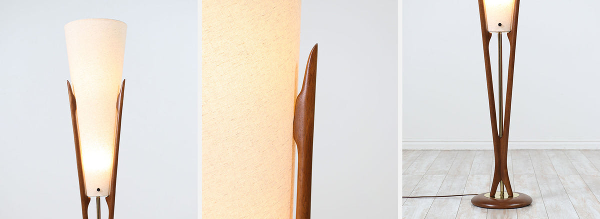 John Keal Sculpted Trident-Style Floor Lamp for Modeline