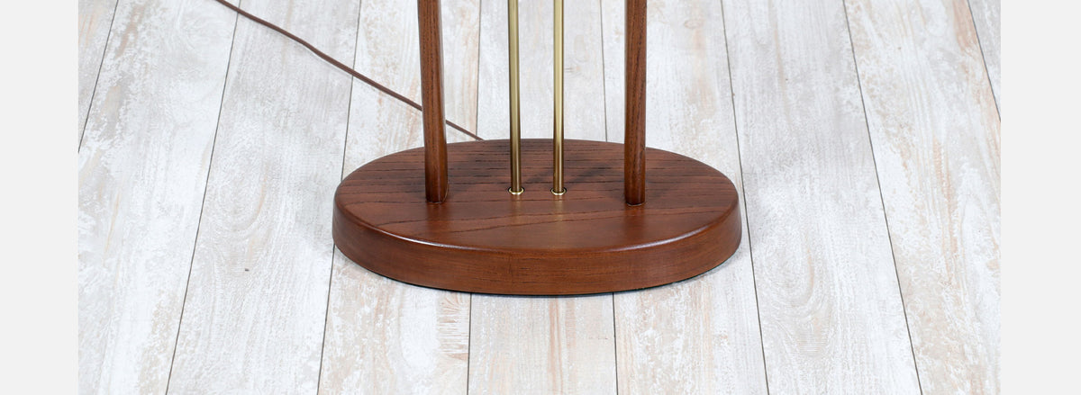 California Modern Column Walnut & Brass Floor Lamp by Modeline 