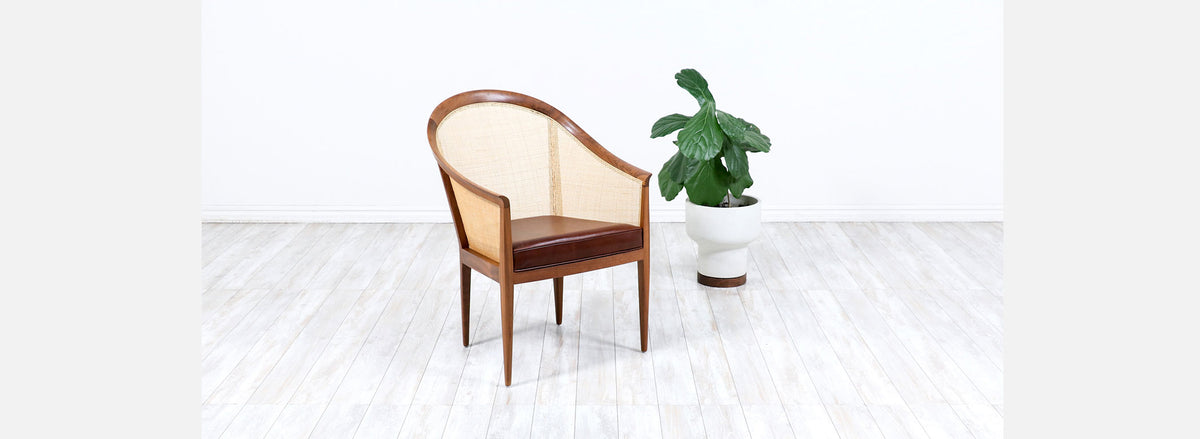 Kipp Stewart Walnut & Cane Lounge Chair for Directional