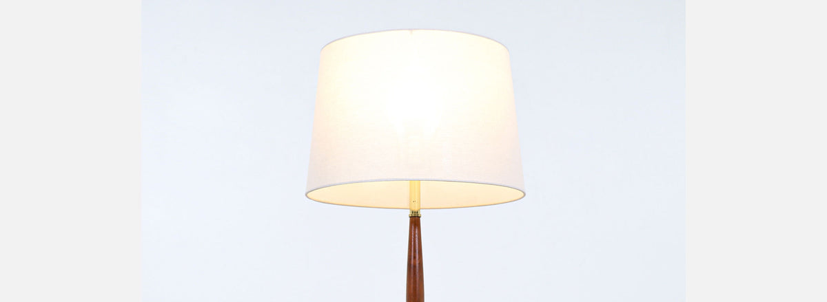 Gerald Thurston Brass Tripod Table Lamp with Walnut Accent