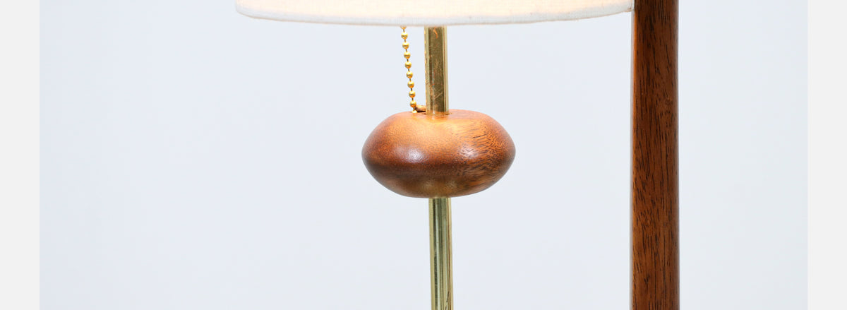 Modeline of California Modern Sculpted Walnut & Brass Table Lamp