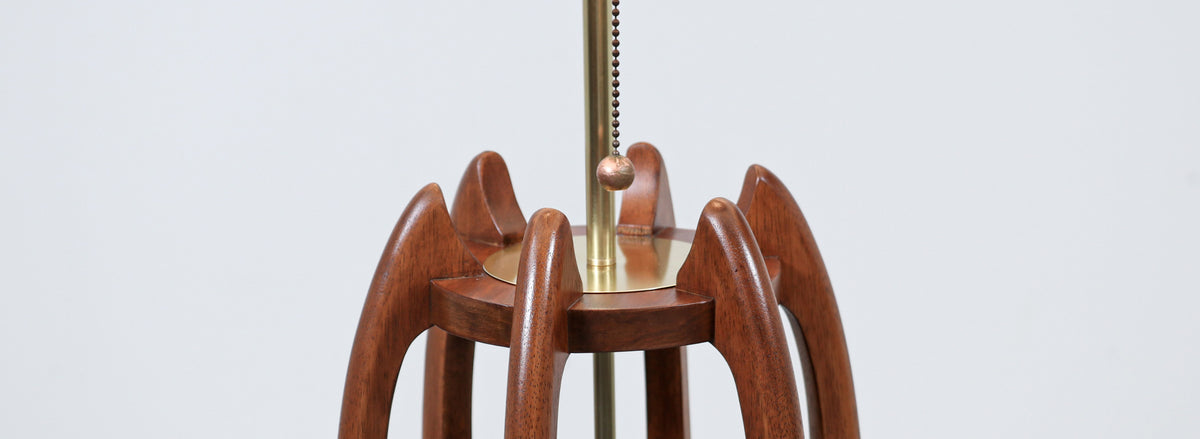 California Modern Sculpted Table Lamp with Inlaid Wood by Modeline of CA