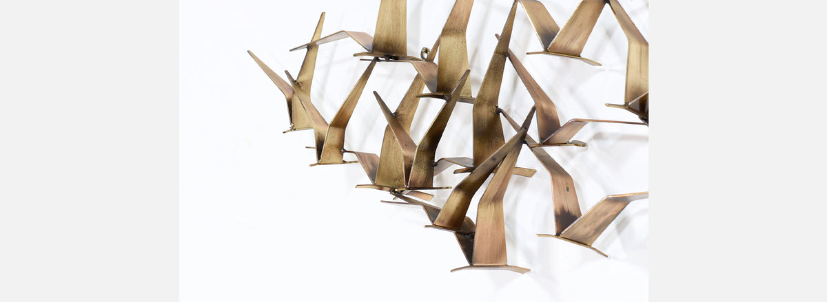 Vintage Curtis Jere "Sea Gulls" Brass Wall-Hanging Sculpture for Artisan House