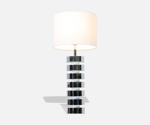 Mid-Century Modern Chrome Disc Column Table Lamp