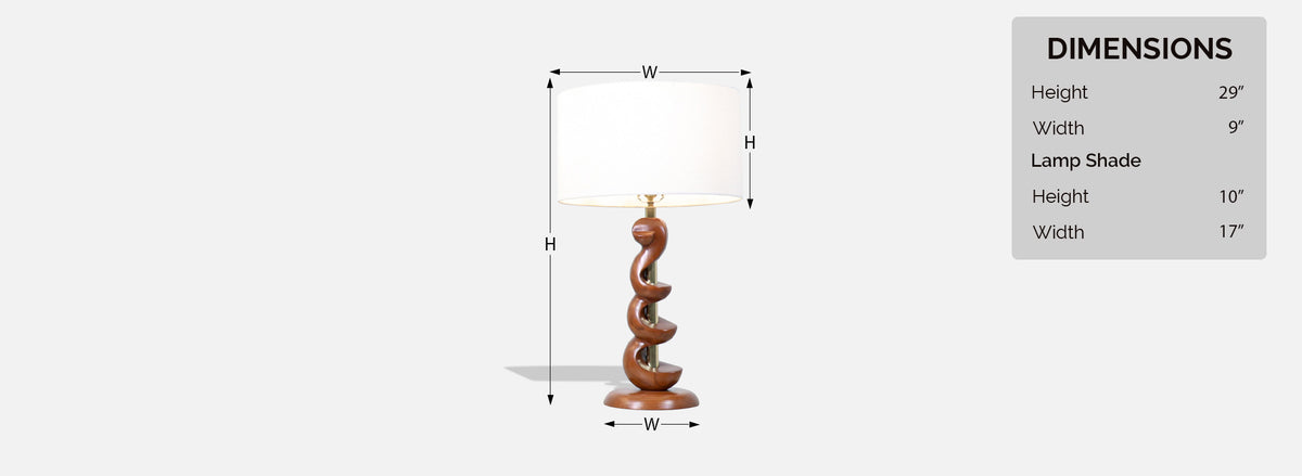Mid-Century Modern Spiral Wood Table Lamps by Light House Co.