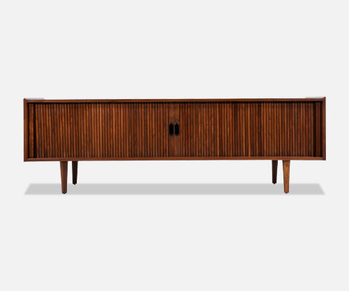 Vintage Low Profile Tambour-Door Credenza by Merton L. Gershun