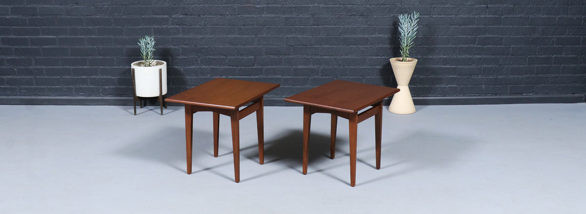 Jens Risom Floating Top Walnut Side Tables