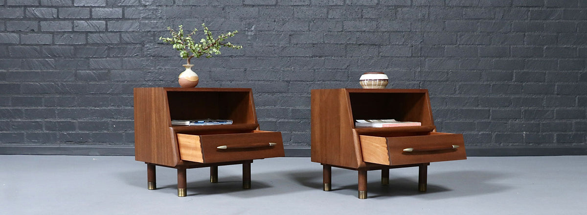 Californian Modern Night Stands w/ Bookcase by John Keal for Brown Saltman