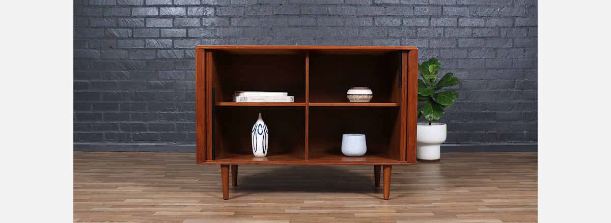 California Modern Tambour-Door Walnut Credenza by Barzilay