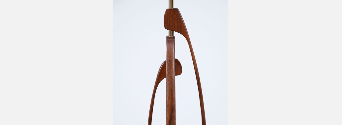 Mid-Century Modern Sculptural Walnut Table Lamp