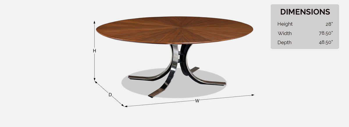 Stow Davis "Starburst" Walnut & Steel Dining Table / Desk
