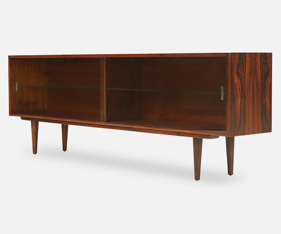 Danish Modern Rosewood Bookcase with Glass Doors