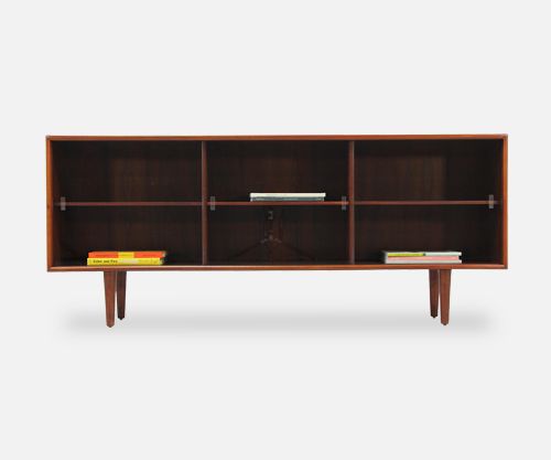 Danish Modern Rosewood & Glass Bookcase by H.P. Hansen 2