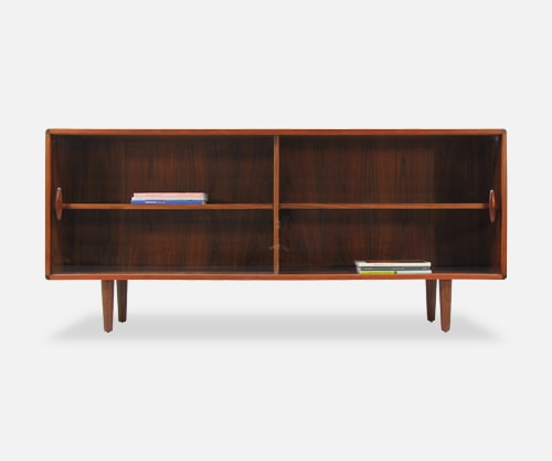Danish Modern Rosewood & Glass Bookcase by Dyrlund