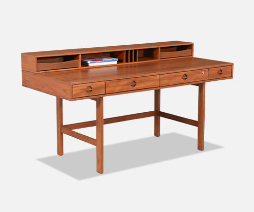 Danish Modern Flip-Top Executive teak Desk by Peter Løvig Nielsen-8 