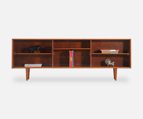 Danish Modern Teak & Glass Bookcase by H.P. Hansen