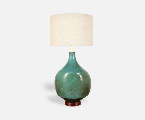 David Cressey Glazed Teal Ceramic Table Lamp for Architectural  Pottery