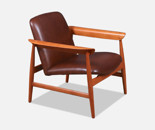 Finn Juhl Model BO-118 Cognac Leather & Teak Lounge Chair