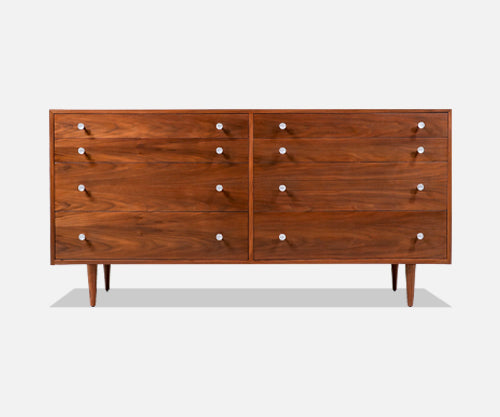 California Modern Walnut Dresser with Tulip Style Pulls by Milo Baughman