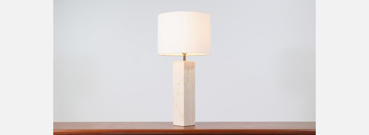 Mid-Century Italian Modern Travertine Stone Table Lamp
