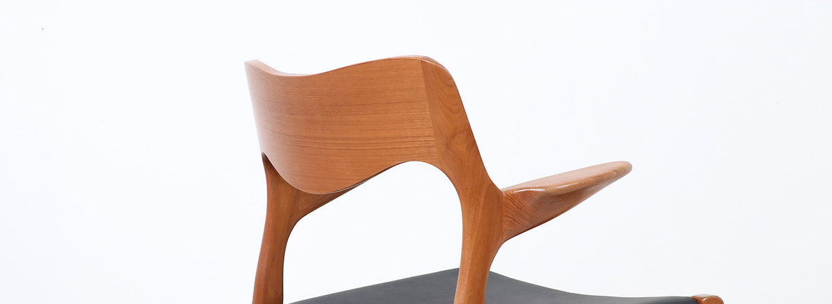 Niels Møller Model-71 Leather & Teak Arm Chairs for J.L. Møllers