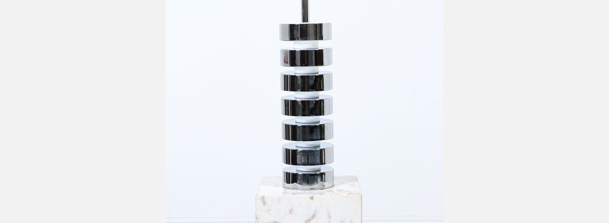 Mid-Century Modern Chrome Disc Column Table Lamp