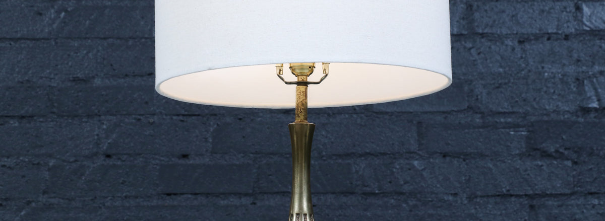 Tony Paul Sculpted Brass & Walnut Table Lamps for Westwood Industries