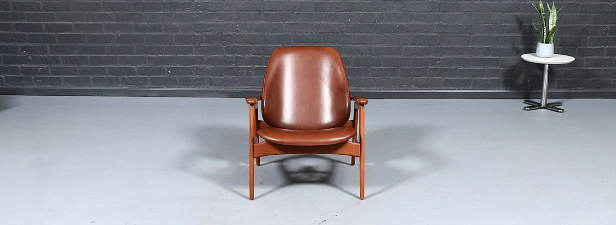 Arne Hovmand-Olsen Teak & Cognac Leather Lounge Chair for Mogens Kold