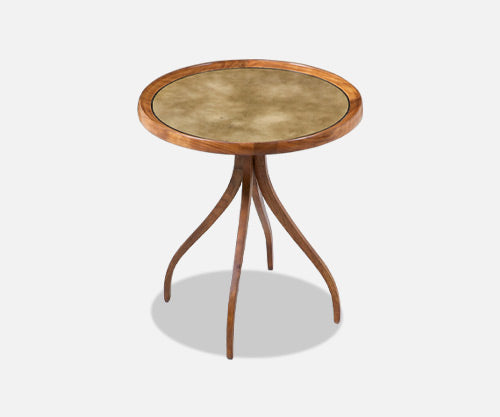 Mid-Century Modern Swag Leg Side Table with Leather Top